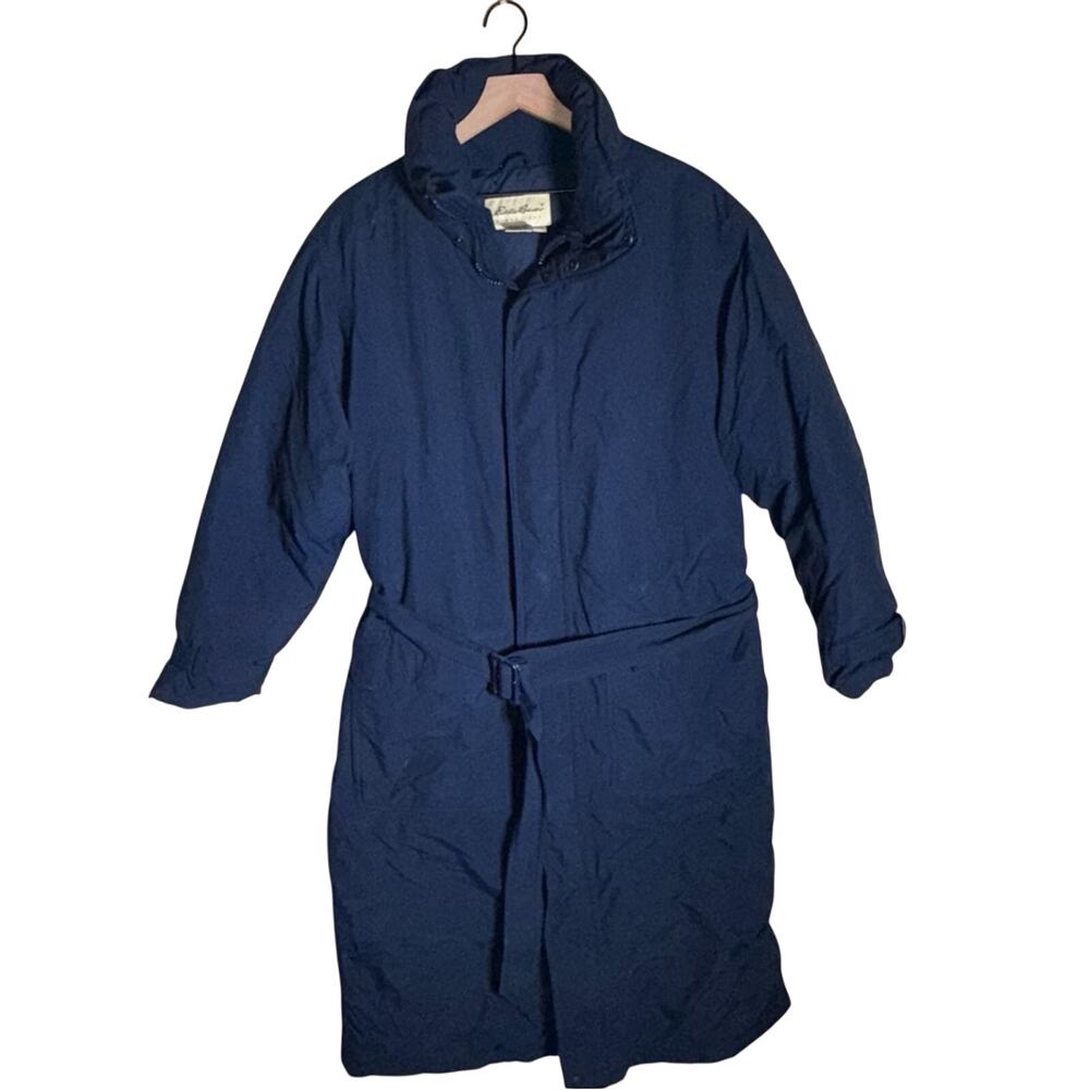EDDIE BAUER GORE-TEX belted goose down Dark Blue winter wear long line coat M